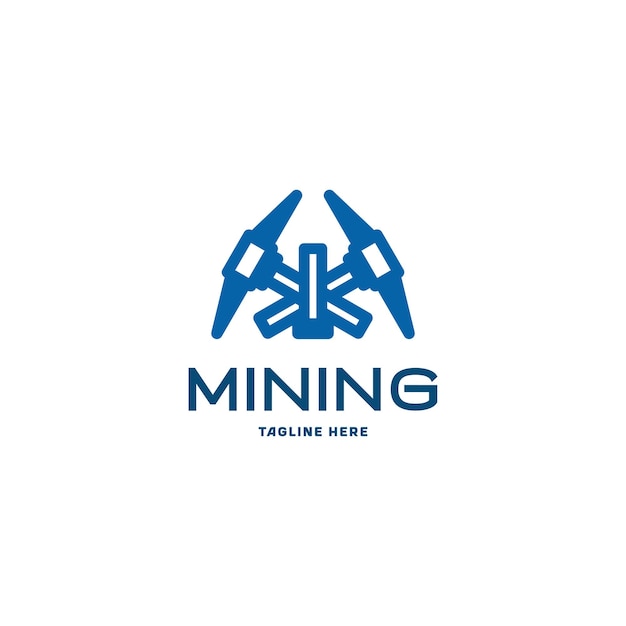 Concepto de logotipo de combinación de minería y W con color azul