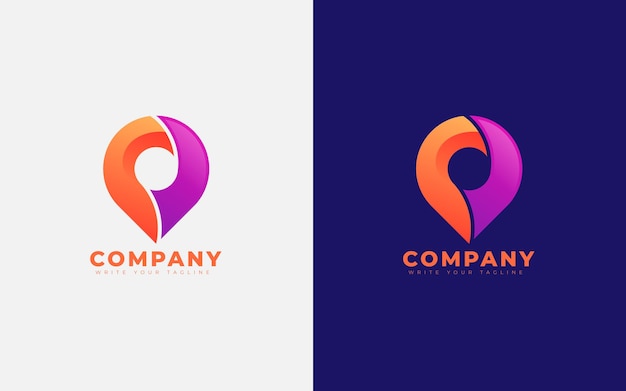 Concepto de logotipo comercial degradado para un pin de ubicación con un estilo moderno