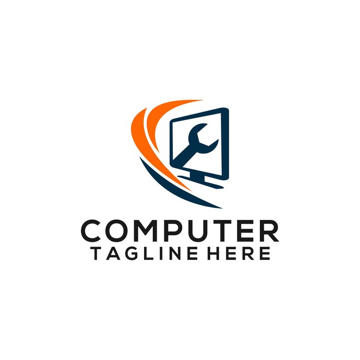 Vector concepto de logotipo de computadora aislado en vector de logotipo de tecnología de fondo blanco