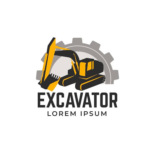 Concepto de logotipo de construcción de excavadora