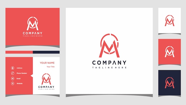 Concepto de logotipo creativo letra m y tarjeta de visita premium Vector Premium
