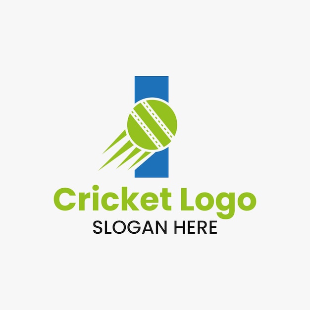 Concepto De Logotipo De Cricket De Letra I Con Icono De Bola De Cricket En Movimiento. Cricket Deportes Logotipo Símbolo