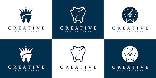 Concepto de logotipo dental con vector premium de estilo único y creativo