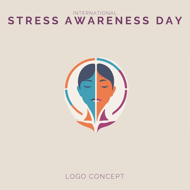Concepto del logotipo del día internacional de concientización sobre el estrés para marcas y eventos