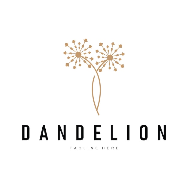 concepto de logotipo de diente de león papel de pared diseño de fondo ilustración plantilla de dientes de león volando