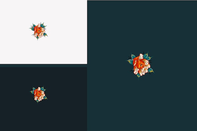 Concepto de logotipo de diseño de ilustración de vector de flores rojas