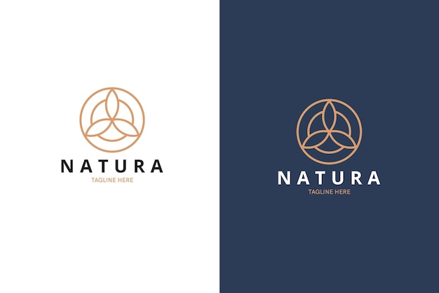 Concepto de logotipo de diseño de marca de curación natural de lujo