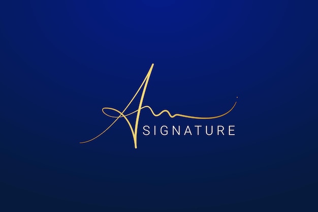 Concepto de logotipo dorado de firma de lujo para las letras A