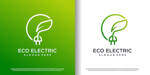 Concepto de logotipo eco eléctrico con concepto moderno vector premium