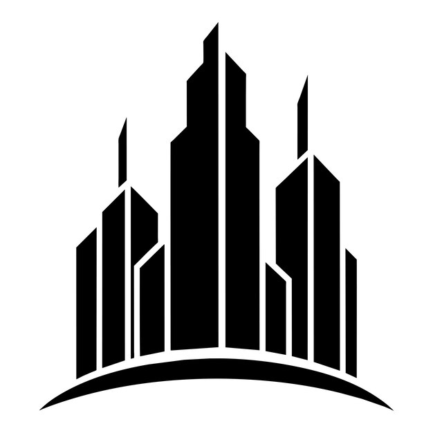 concepto de logotipo de edificio de la ciudad moderna silueta vectorial silueta de color negro 54