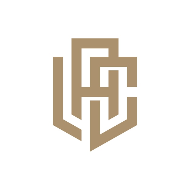 Concepto de logotipo de escudo de letras. Diseño de logotipo de símbolo de LAC de marca de letra inicial