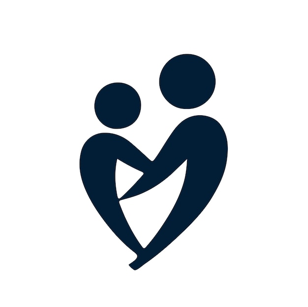 Concepto de logotipo familiar Madre con bebé bajo refugio protegido