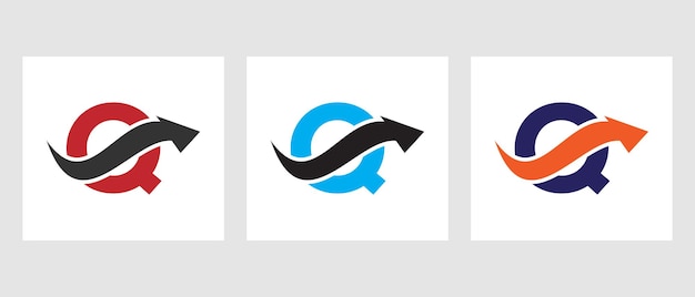 Concepto de logotipo de finanzas letra Q con símbolo de flecha de crecimiento