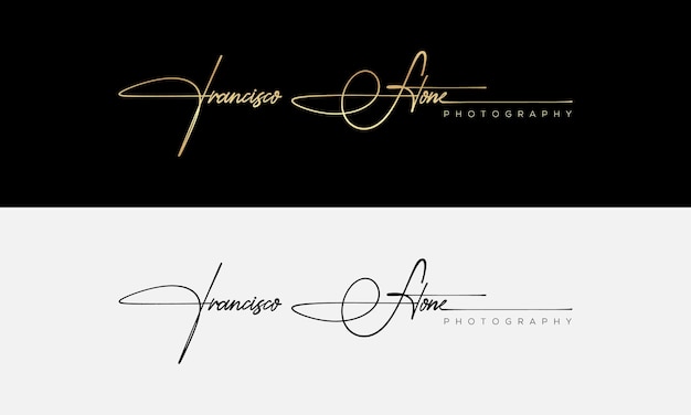 Concepto de logotipo de firma vectorial de plantilla de logotipo de fotografía de escritura a mano