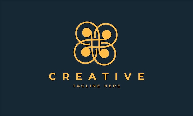 Concepto de logotipo de hoja de trébol con estilo minimalista y moderno