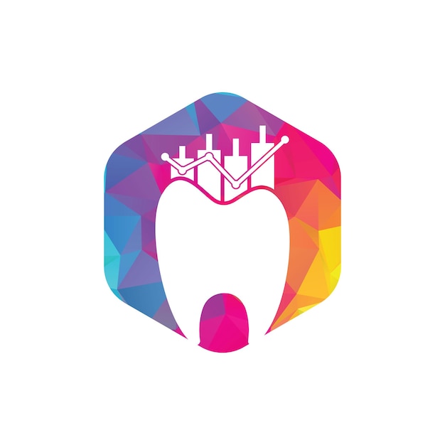Concepto de logotipo de icono de finanzas de dentista Plantilla de diseño de logotipo de vector de estadísticas dentales