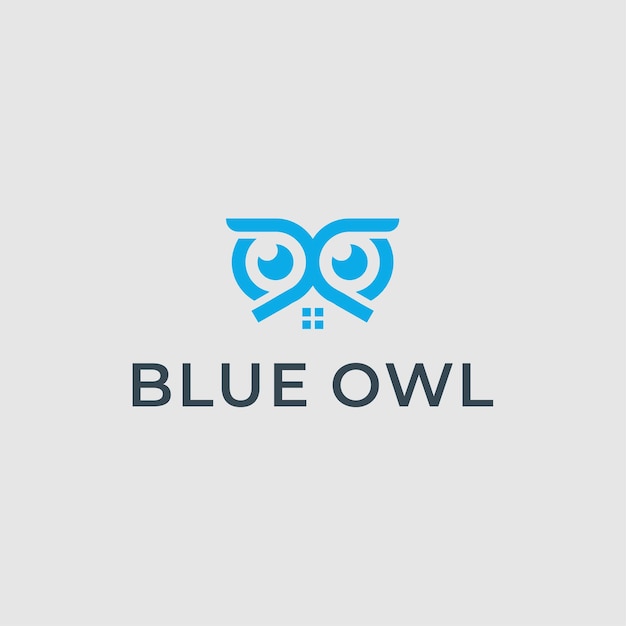 Concepto de logotipo de ilustración de búho azul