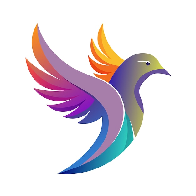 El concepto del logotipo de la ilustración de gradiente de pájaros coloridos