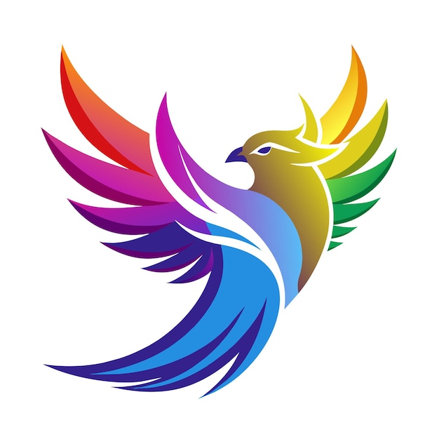 El concepto del logotipo de la ilustración de gradiente de pájaros coloridos