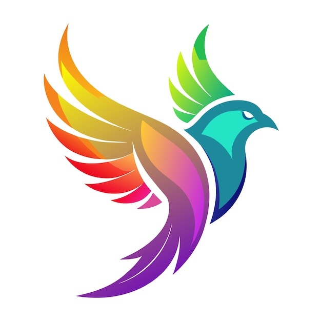 El concepto del logotipo de la ilustración de gradiente de pájaros coloridos