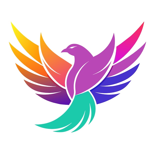 El concepto del logotipo de la ilustración de gradiente de pájaros coloridos