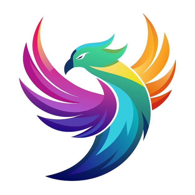 El concepto del logotipo de la ilustración de gradiente de pájaros coloridos