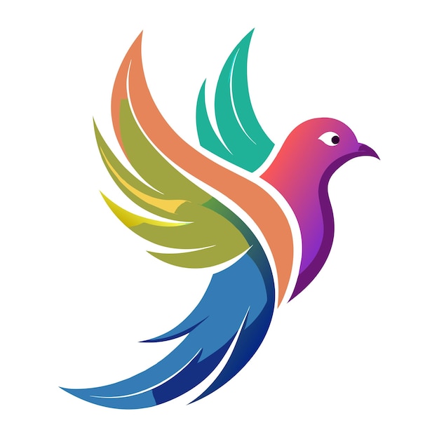 El concepto del logotipo de la ilustración de gradiente de pájaros coloridos