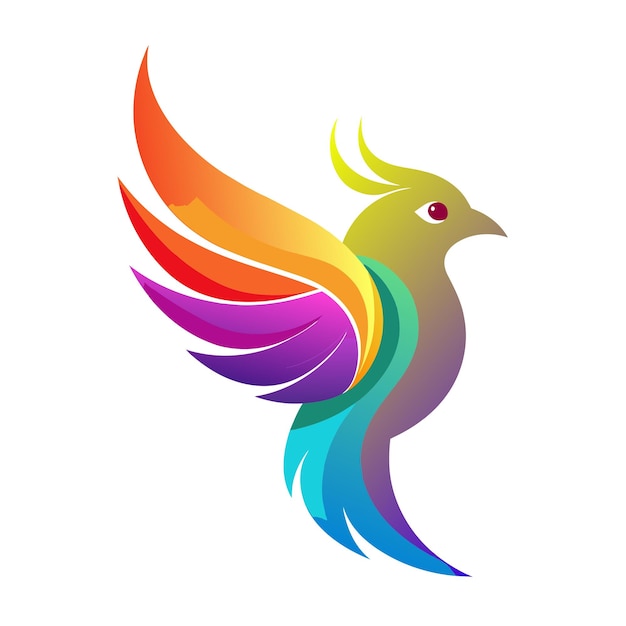 El concepto del logotipo de la ilustración de gradiente de pájaros coloridos