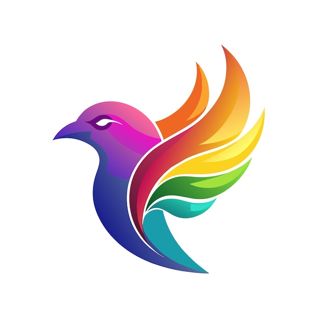 El concepto del logotipo de la ilustración de gradiente de pájaros coloridos