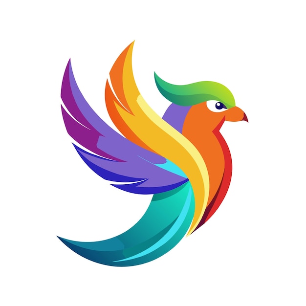 El concepto del logotipo de la ilustración de gradiente de pájaros coloridos