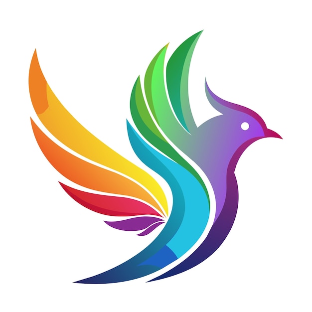 El concepto del logotipo de la ilustración de gradiente de pájaros coloridos