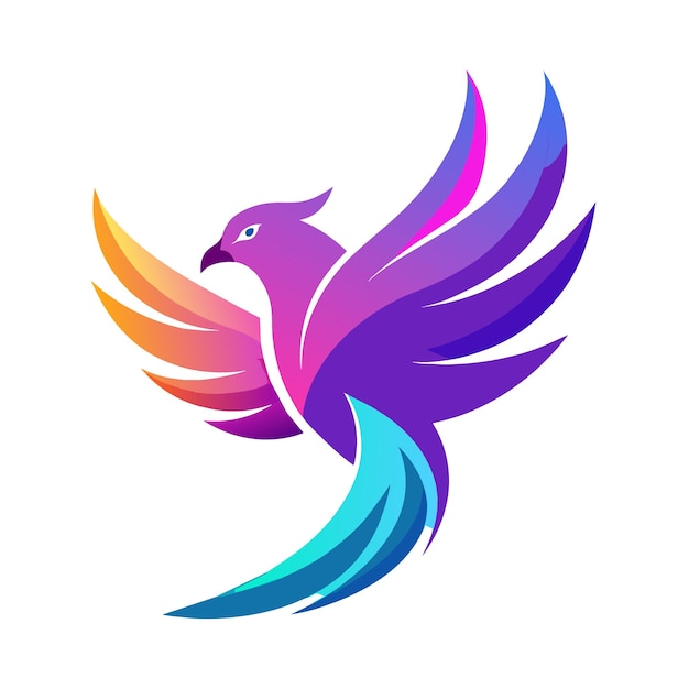 El concepto del logotipo de la ilustración de gradiente de pájaros coloridos