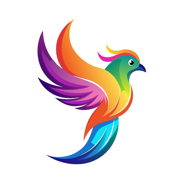El concepto del logotipo de la ilustración de gradiente de pájaros coloridos