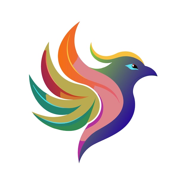 El concepto del logotipo de la ilustración de gradiente de pájaros coloridos