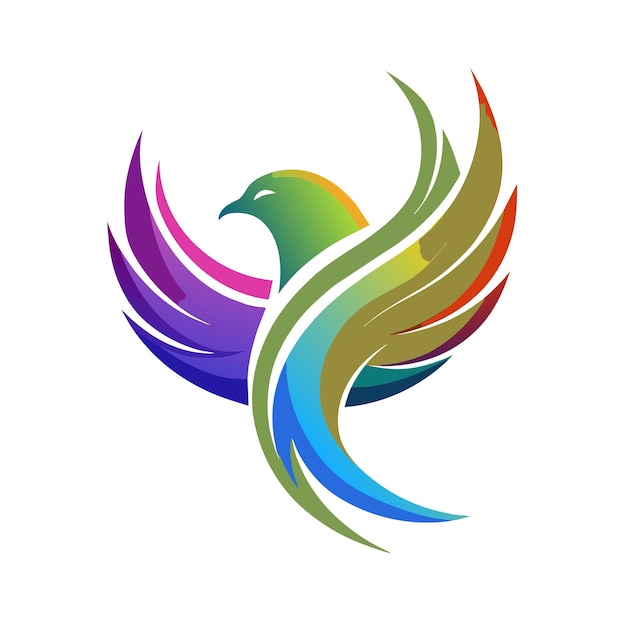 El concepto del logotipo de la ilustración de gradiente de pájaros coloridos