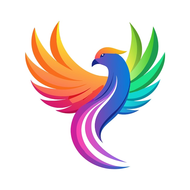 El concepto del logotipo de la ilustración de gradiente de pájaros coloridos