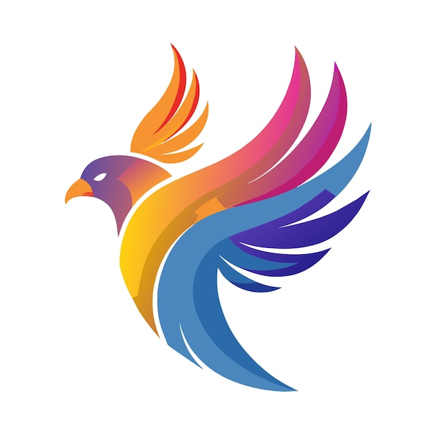 El concepto del logotipo de la ilustración de gradiente de pájaros coloridos