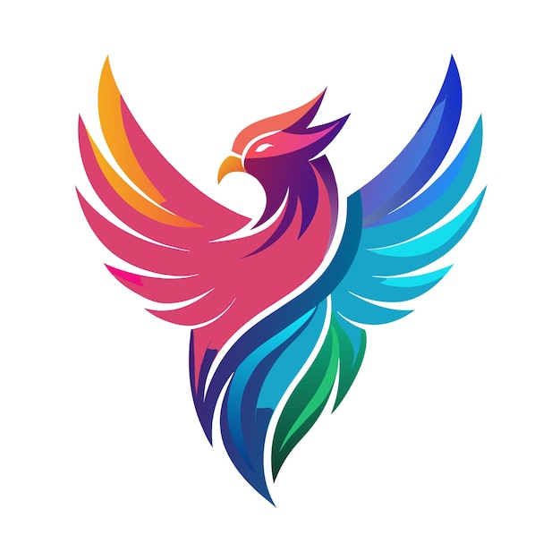 El concepto del logotipo de la ilustración de gradiente de pájaros coloridos