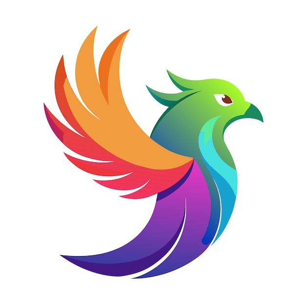 El concepto del logotipo de la ilustración de gradiente de pájaros coloridos