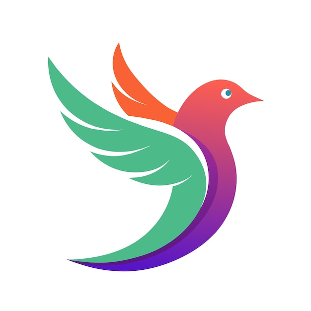 El concepto del logotipo de la ilustración de gradiente de pájaros coloridos