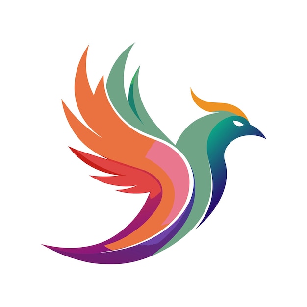 El concepto del logotipo de la ilustración de gradiente de pájaros coloridos