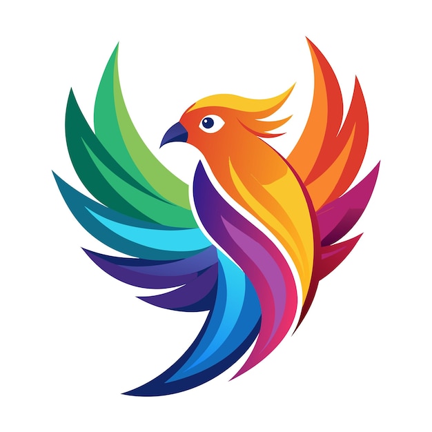 El concepto del logotipo de la ilustración de gradiente de pájaros coloridos