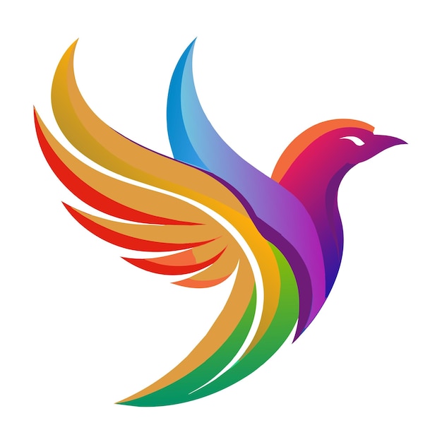 El concepto del logotipo de la ilustración de gradiente de pájaros coloridos