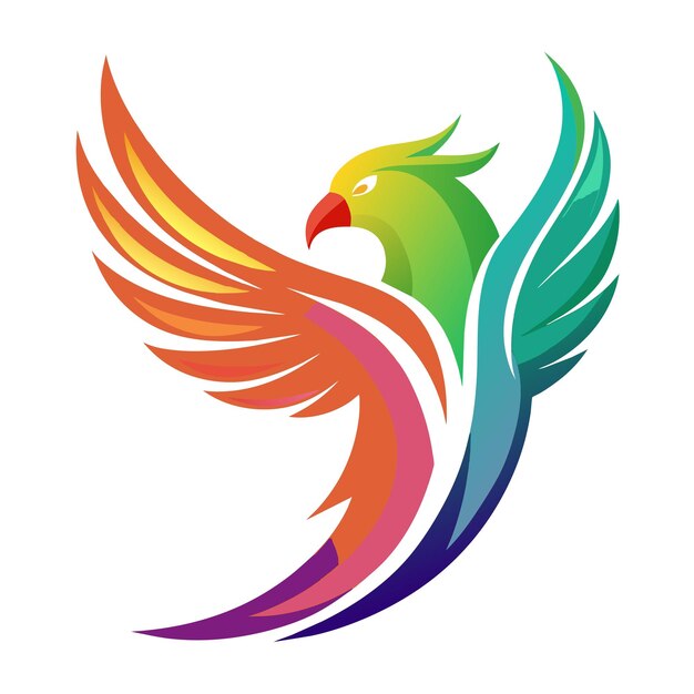 El concepto del logotipo de la ilustración de gradiente de pájaros coloridos