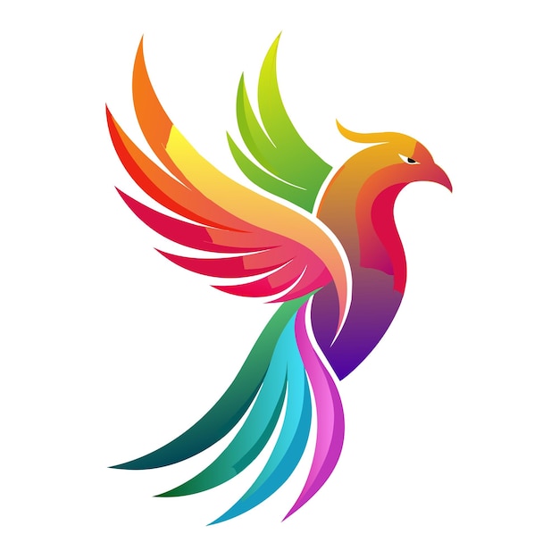 El concepto del logotipo de la ilustración de gradiente de pájaros coloridos
