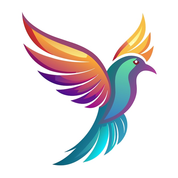 El concepto del logotipo de la ilustración de gradiente de pájaros coloridos