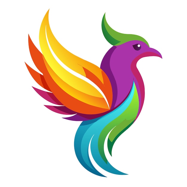 El concepto del logotipo de la ilustración de gradiente de pájaros coloridos