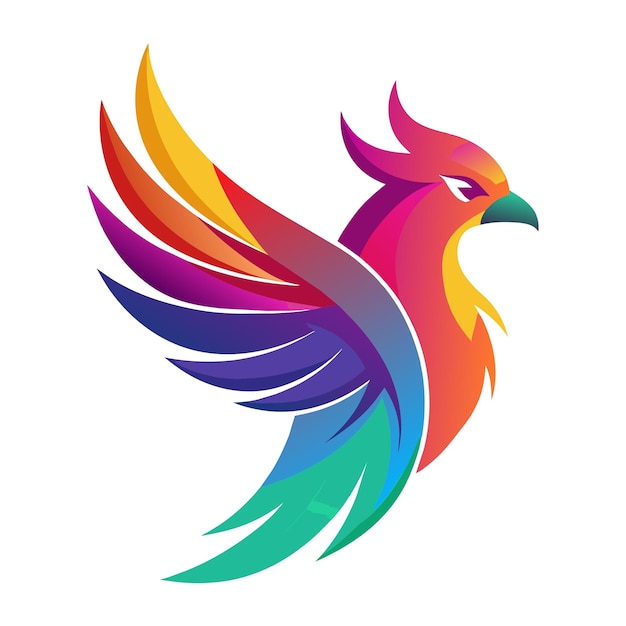 El concepto del logotipo de la ilustración de gradiente de pájaros coloridos