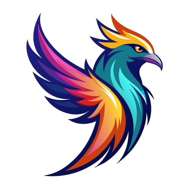 El concepto del logotipo de la ilustración de gradiente de pájaros coloridos