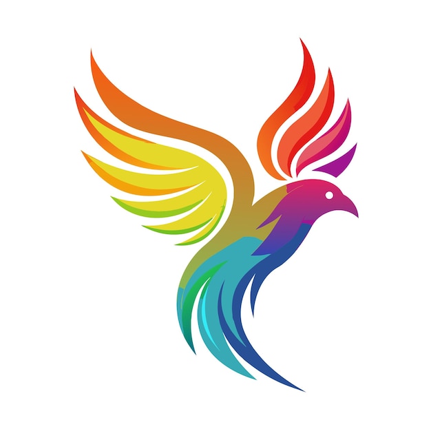 El concepto del logotipo de la ilustración de gradiente de pájaros coloridos
